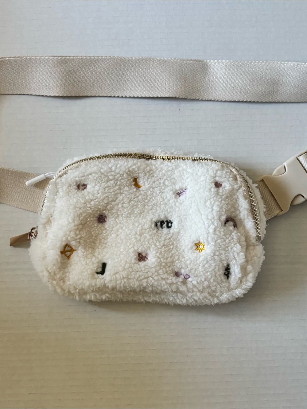 TS Eras Sherpa Fanny Pack with Embroidered Accents - Cream